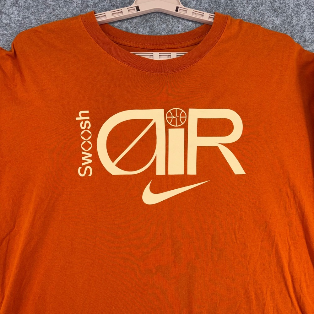 Nike Basketball Swoosh Air Long Sleeve Shirt Mens XL Tall Orange Loose Fit Tee